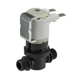 1/4" BSP male connections , 2-way latching solenoid valve, 3-mm orifice, 12V DC Faston